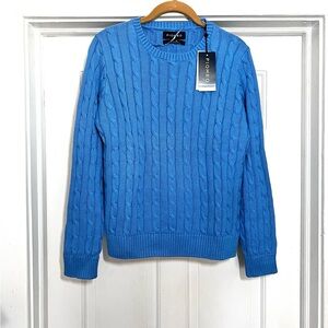 Piombo Blue Cable Knit Crewneck Sweater